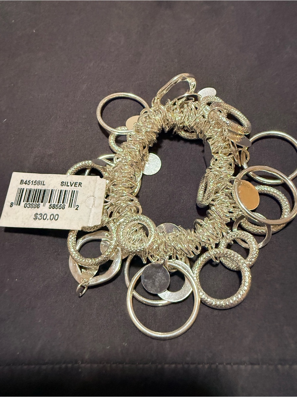 Macy's Silver Multi-Loop Charm Stretch Bracelet